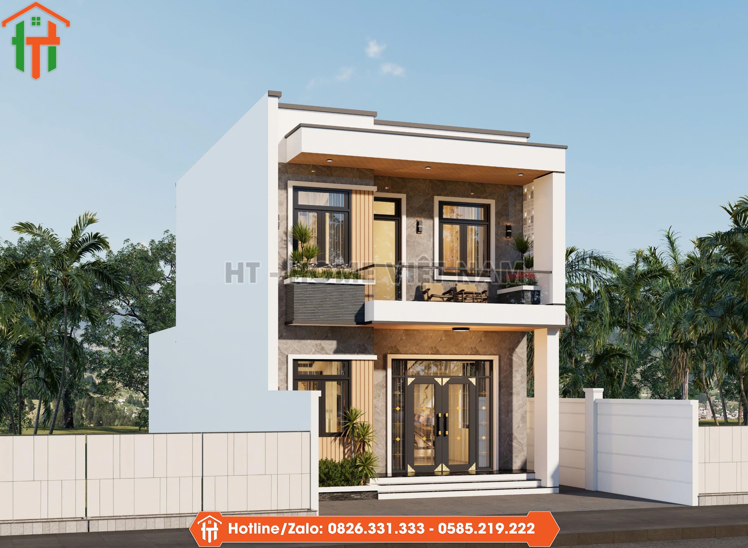 Mẫu Biệt Thự Mái Bằng 2 Tầng Đẳng Cấp Đến Từng Chi Tiết