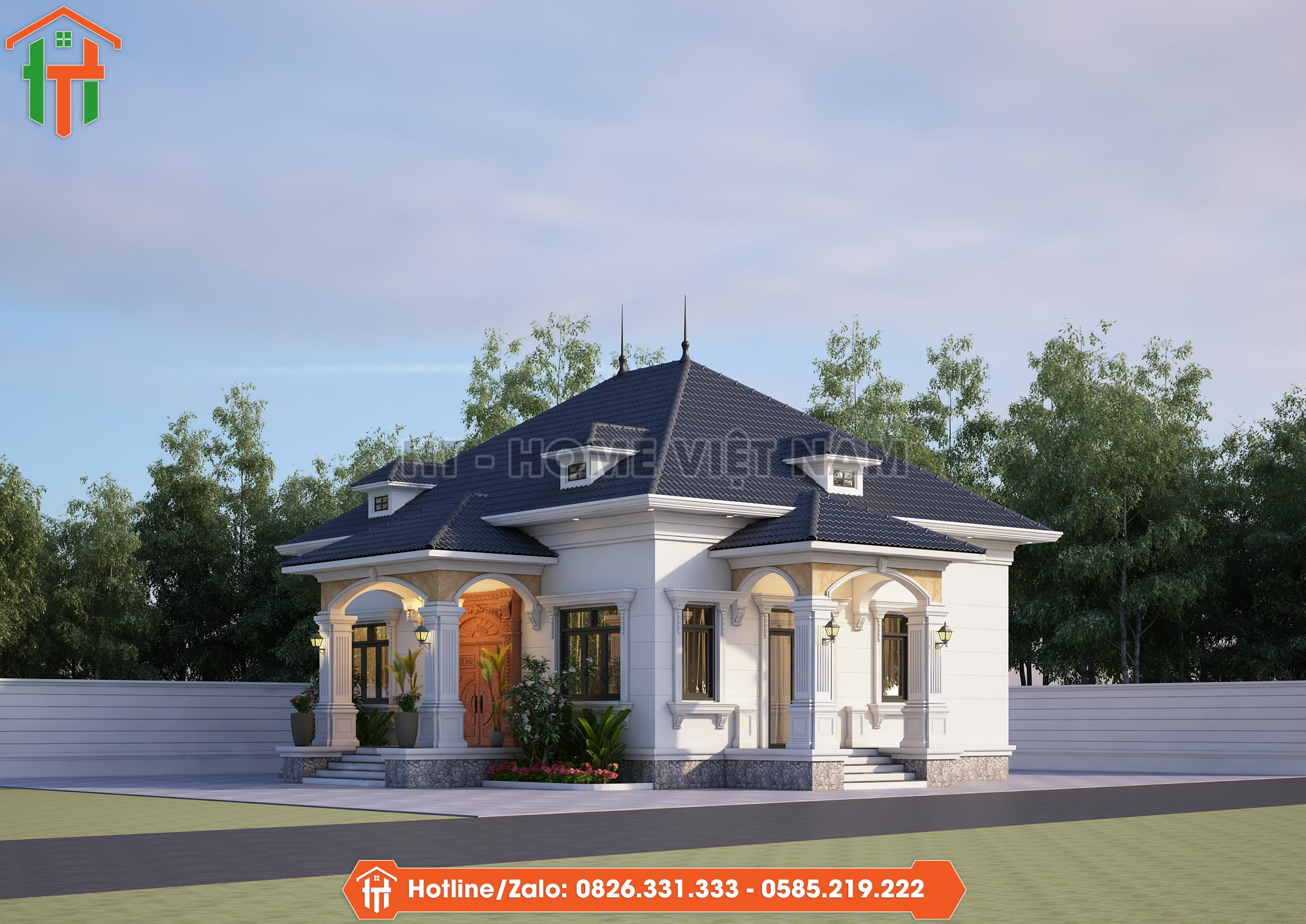 Xây Nhà 1 Tầng Thoáng Với Thiết Kế Mái Nhật Có Cửa Chính Phụ Ấn Tượng