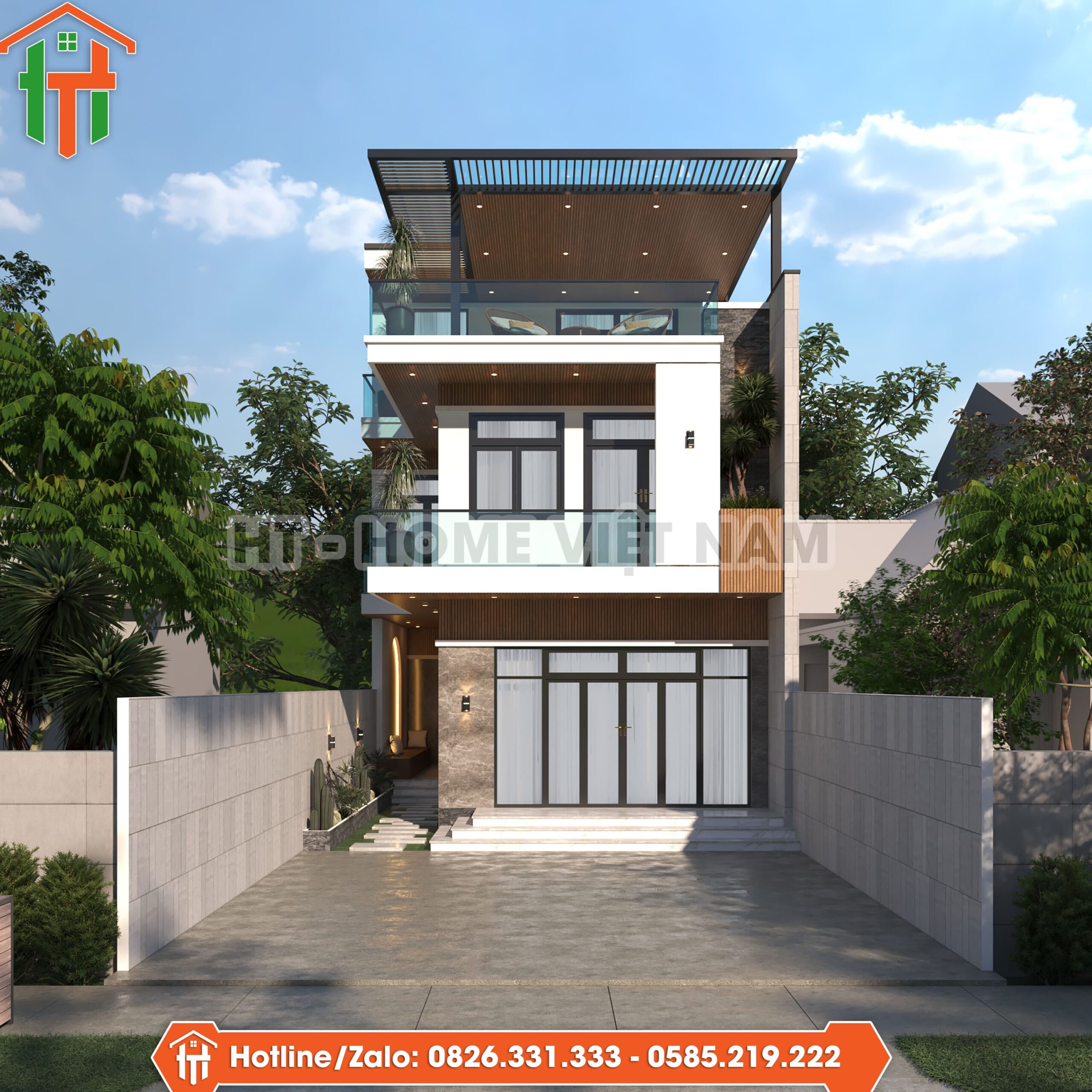 Nhà Phố Hiện Đại Cho Gia Đình Trẻ Tối Ưu Công Năng