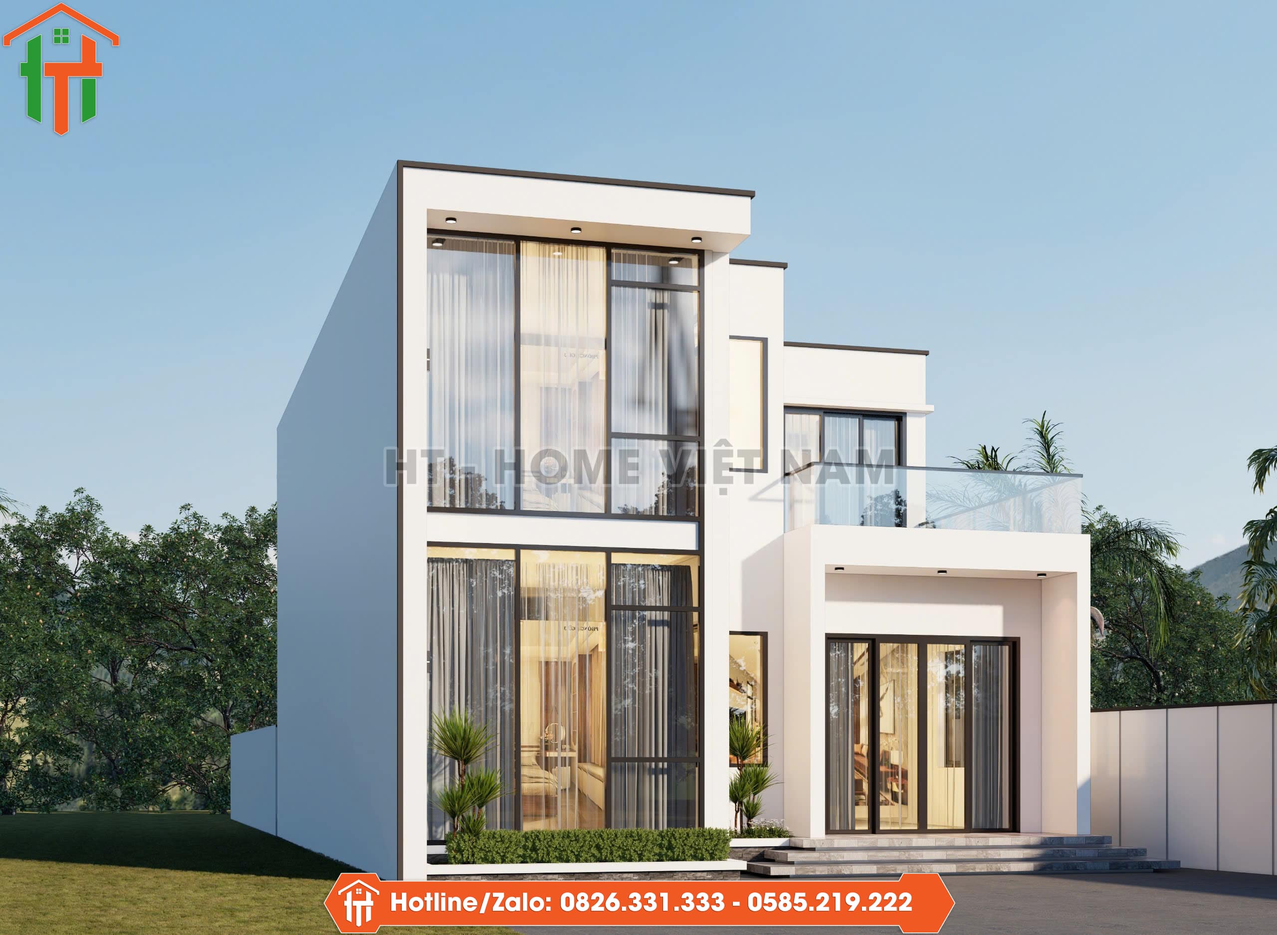 Nhà Phố 2 Tầng Đẹp Với Cửa Kính Hiện Đại Cuốn Hút