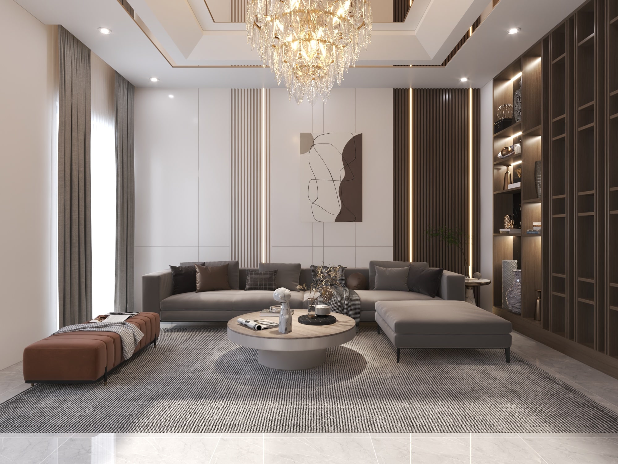Không Gian Nội Thất Trọn Gói Cho Biệt Thự Đầy Đủ Ánh Sáng