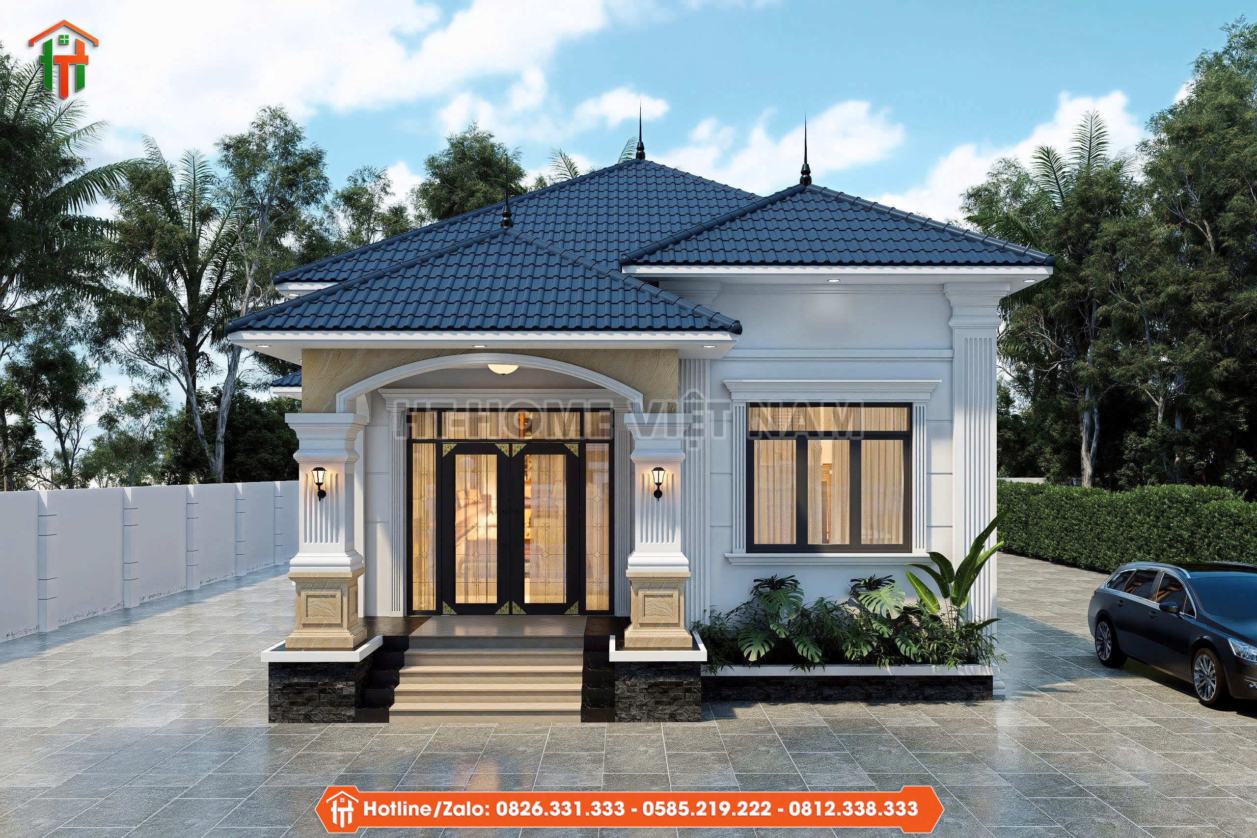 Dự Án Thiết Kế Nhà 1 Tầng Mái Nhật Tân Cổ Điển Cho Gia Đình Anh Phúc Quý Tại Bắc Ninh