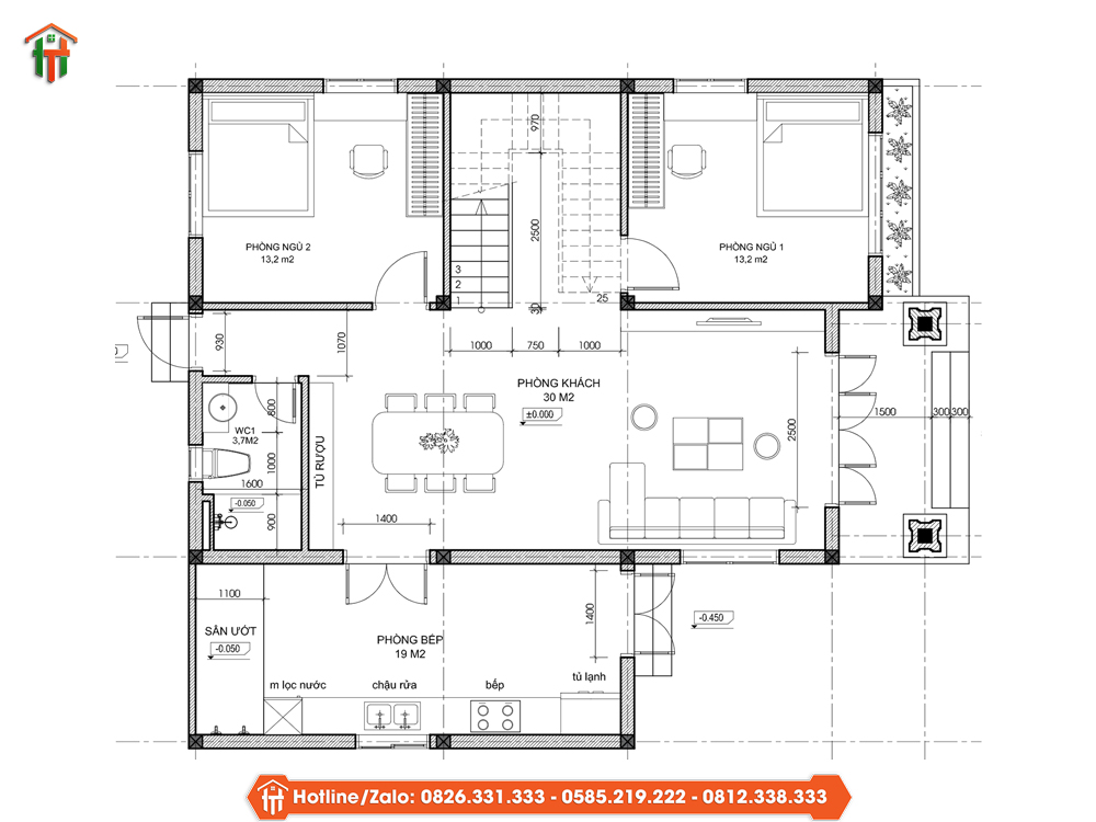 Dự Án Thiết Kế Nhà Mái Nhật 2 Tầng Đẹp Đủ Công Năng Tại Hải Phòng