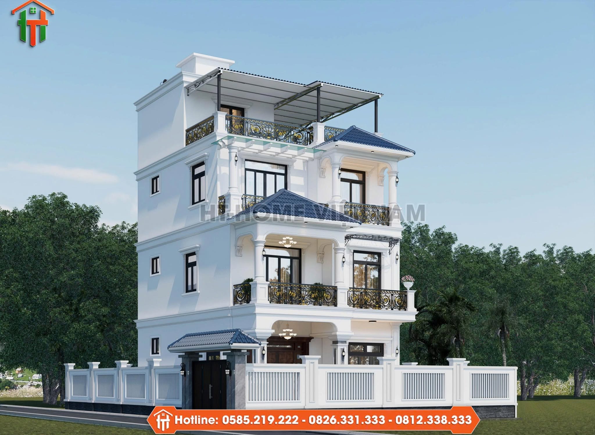 Dự Án Thiết Kế Nhà Mái Nhật 4 Tầng Tân Cổ Điển Tại Bắc Ninh