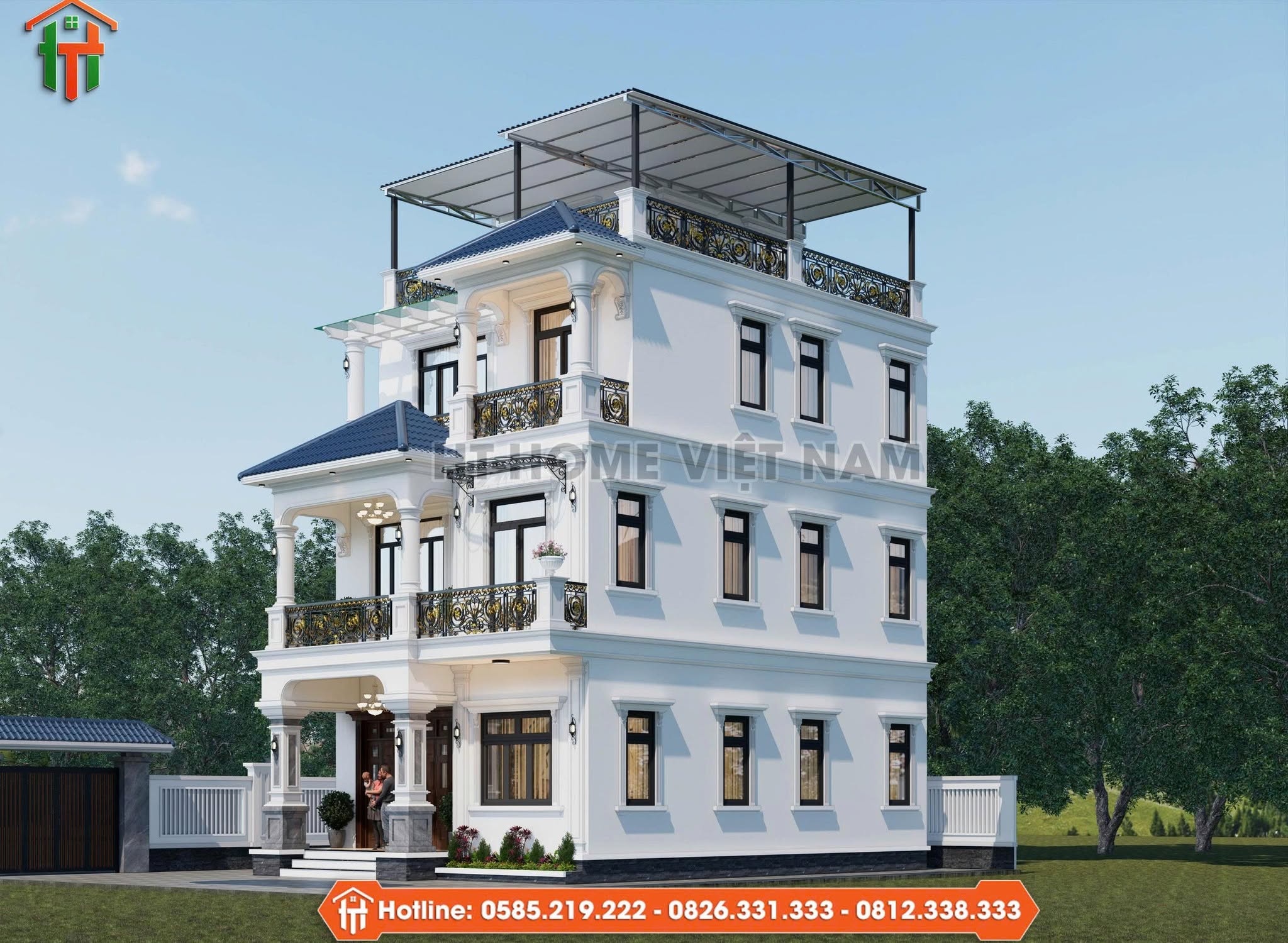 Dự Án Thiết Kế Nhà Mái Nhật 4 Tầng Tân Cổ Điển Tại Bắc Ninh