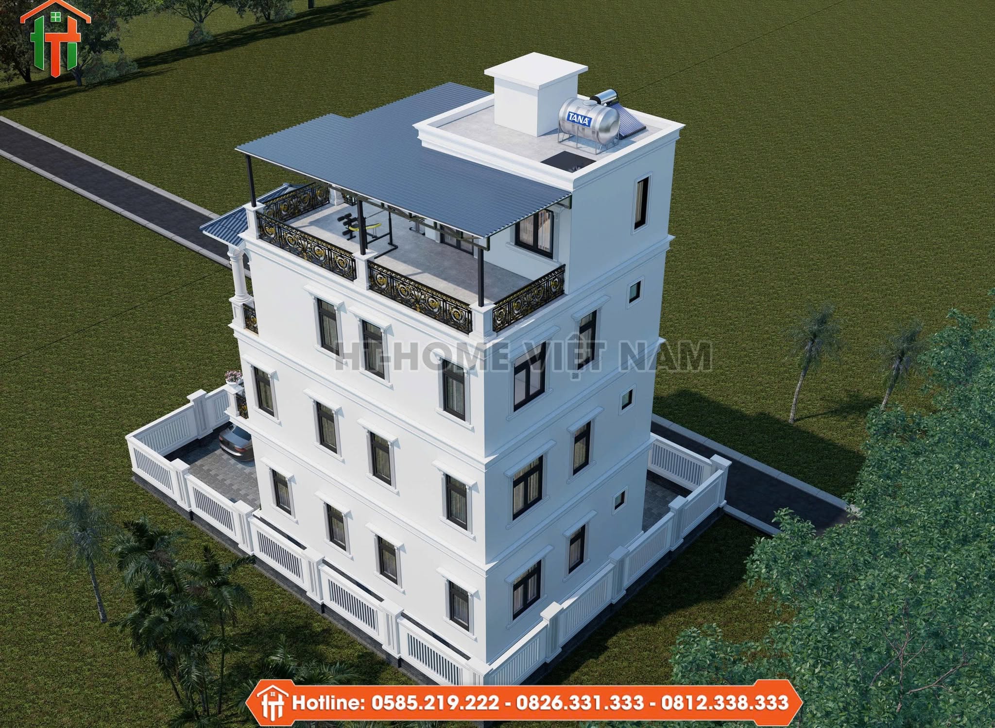 Dự Án Thiết Kế Nhà Mái Nhật 4 Tầng Tân Cổ Điển Tại Bắc Ninh
