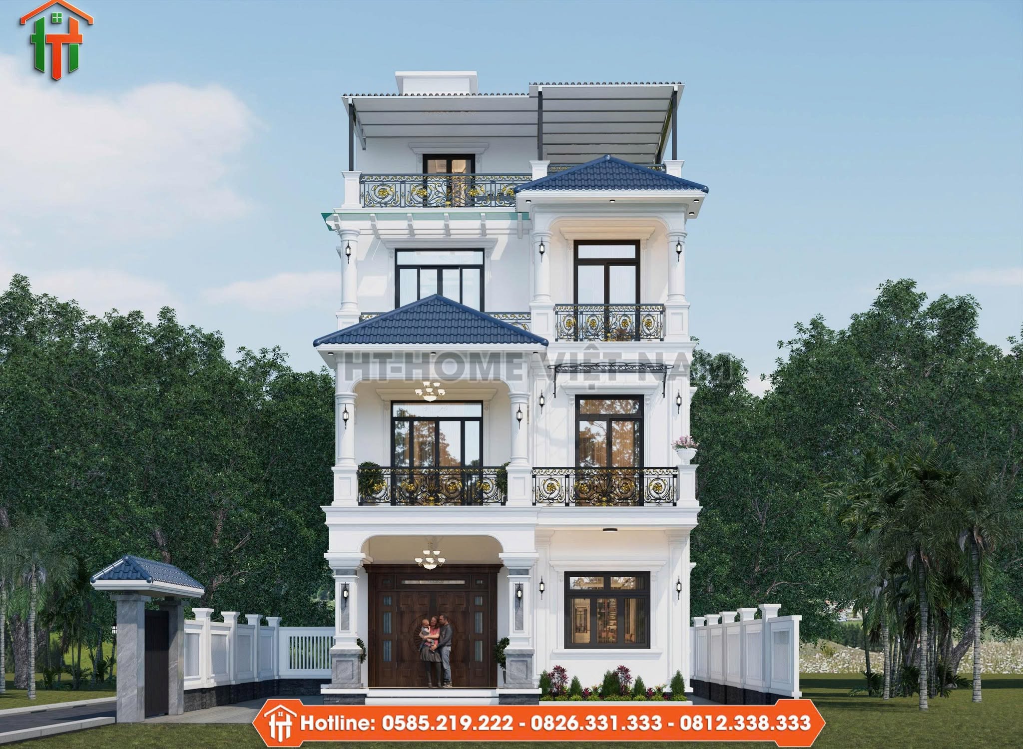 Dự Án Thiết Kế Nhà Mái Nhật 4 Tầng Tân Cổ Điển Tại Bắc Ninh